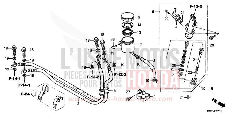 REAR BRAKE MASTER CYLINDER (XL1000VA) de Varadero ABS PEARL CONCOURS BLACK (NHA65) 2011